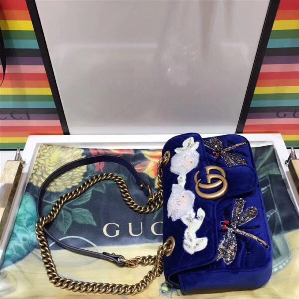 Gucci GG Marmont Embroidered Velvet Mini Bag Dragonfly - Image 6