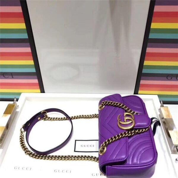 Gucci GG Marmont Matelasse Mini Bag Purple Leather - Image 3