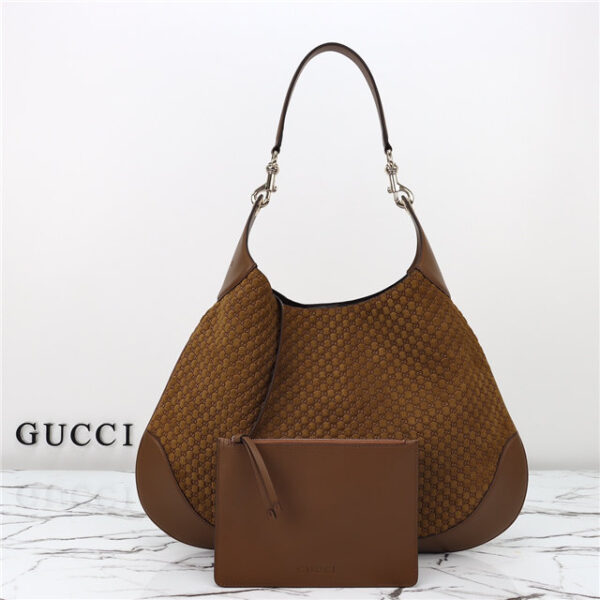 Gucci B Medium Shoulder Bag 815924 Brown Suede