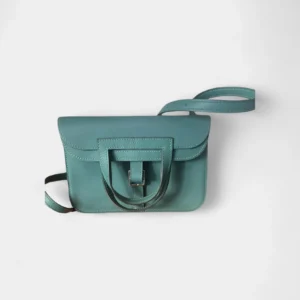 Hermès Halzan Green Leather Handbag