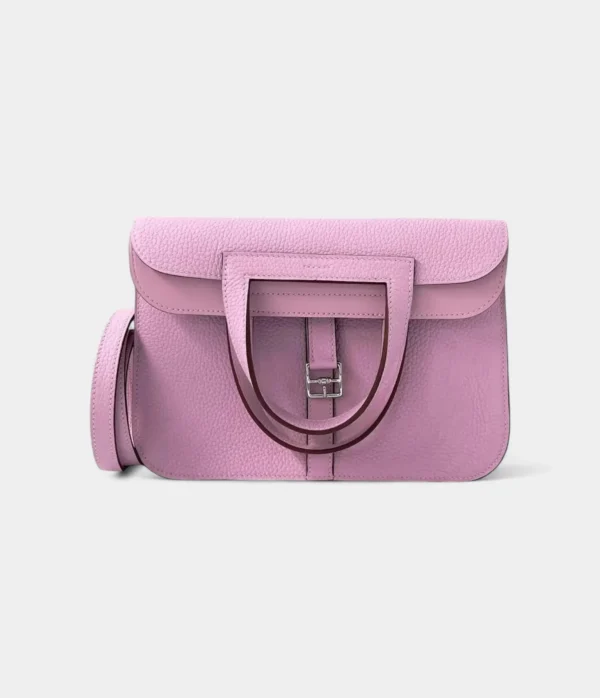 Hermès Halzan Leather Handbag Pink