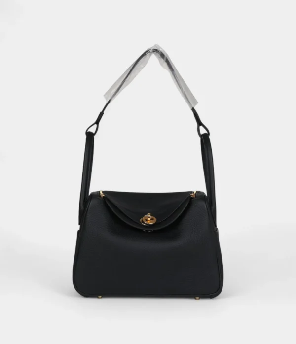 Hermès Lindy 26 Black Clemence Gold Hardware