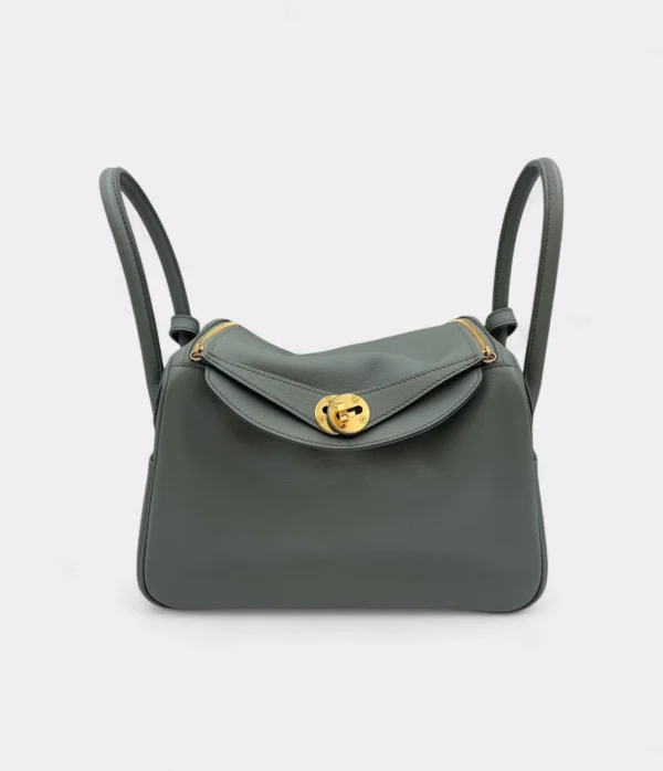 Hermès Lindy 26 in Almond Green Evercolor Leather With Gold Hardware
