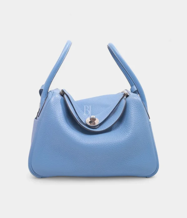Hermès Lindy 26 in Bleu Paradis Clemence Leather with Palladium Hardware - Image 4