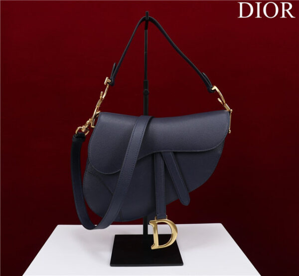 Dior Saddle Bag With Strap M0455 Navy Grained Calfskin - Image 2