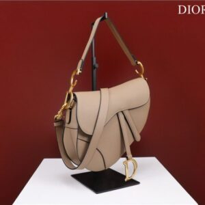 Dior Saddle Bag With Strap M0455 Sand-Colored Grained Calfskin