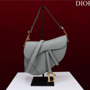 Dior Saddle Bag With Strap M0455 Stone Gray Grained Calfskin